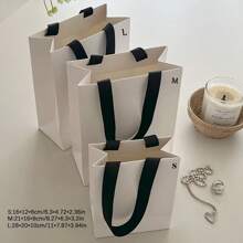 1 pièce Sac en papier avec poignée blanche, sac d'emballage pour bijoux et cadeaux