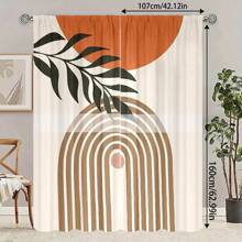 2 pièces Rideaux occultants avec motif ligne simple en tissu de polyester, convient pour la chambre à coucher, le salon, le bureau et la décoration de la maison, conception à passant pour tringle à rideaux