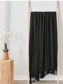 Knitted Throw Blanket, Bohemian Style In Brown, Suitable For Sofa, Bed, Autumn/Winter Use, Great For Thanksgiving And Christmas