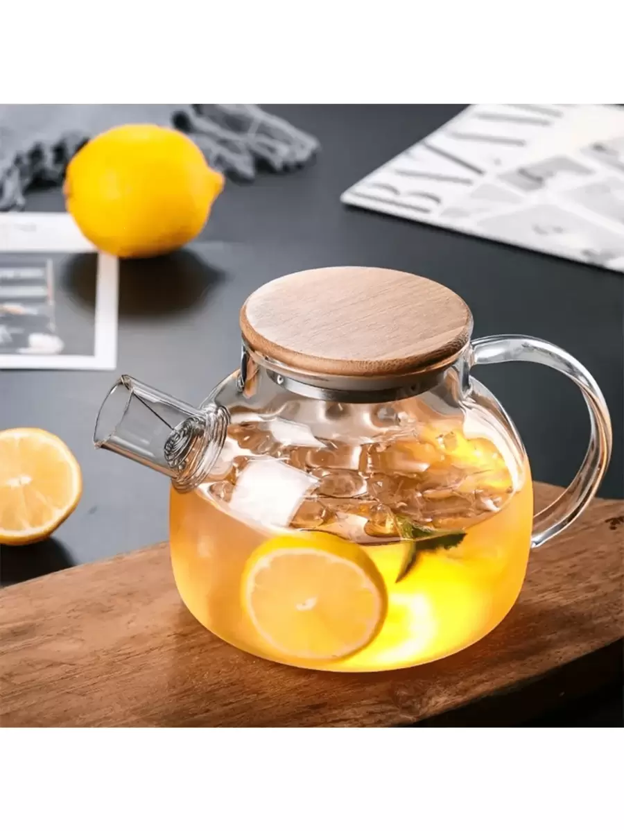 1pc High Capacity Thick Glass Teapot With Infuser - Heat Resistant, Suitable For Blooming Tea And Iced Drinks, Ideal Choice For Home Use