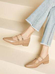 Xin Jing Shoes 秋冬女士休闲平底鞋，带扣装饰，时尚一脚蹬平底鞋，适合通勤和休闲