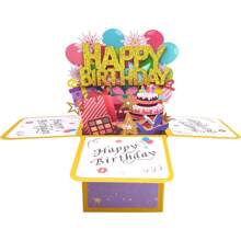 Funny Pop-Up Birthday Card, 3D Gift Box Birthday Card With Envelope, Unique Handmade Foldable Celebration Card Suitable For Daughter, Son, Mom, Dad, Friends - Multicolor - View 4