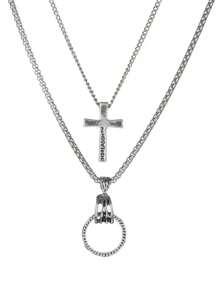 1 pieza Joya personalizada para hombre - Anillo con diseño de calavera en la mano, colgante de cruz