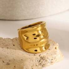 1 Pair Minimalist Geometric Thread Textured Metal Industrial Style Casual Rings For Women