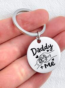 1pc Stainless Steel Round Pendant Fist Bump Key Chain - Perfect Father's Day Birthday Gift For Dad Or Son - Multicolor - View 13