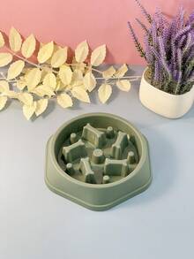 Pet Supplies Slow Feeder Dog Bowl, Bone Shaped Candy Color Cat Slow Feeding Bowl