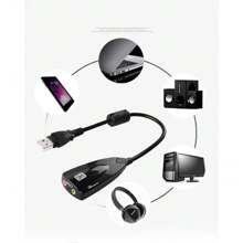 Externer USB Sound-Adapter 7.1 Adapter 5HV2 USB auf 3,5-mm-Klinke 3D-Kanal-Sound antimagnetisches Audio-Headset-Mikrofon für Laptop PC PS4