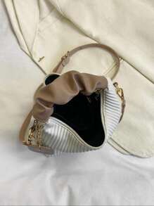 New Fashion Minimalist Versatile Pleated Woven PU Patchwork Tote Shoulder Crossbody Bag