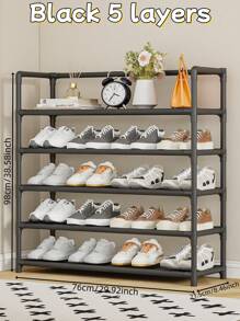 1pc Extra Wide Large Capacity Shoe Rack Multi-Tier Minimalist Style Storage Shelf Space-Saving Organizer For Entryway Bedroom Dorms Small Spaces Hallway Closet Portable Standing Metal Frame Shoe Organizer - Multicolor - View 16