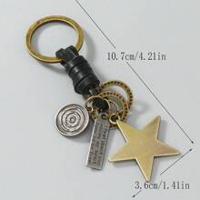 1pc Handmade Simple Woven Vintage Key Chain, Creative Pentagram Pendant Decoration
