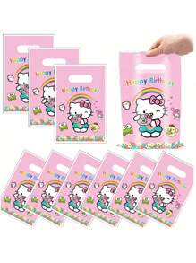 10个装Hello Kitty甜蜜来袭！Hello Kitty陪你度过梦幻生日派对！适合生日派对、节庆庆典、婚礼送礼等场合，实用性强，送礼自用两相宜！Sanrio 10岁生日派对礼袋糖果袋糖果袋Hello Kitty生日派对用品装饰学校用品，开学季 - 彩色 - 查看 2