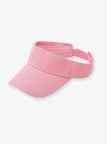 2pcs Kids Solid Color Visor Hats & Hair Scrunchie Set, 1pc Sun Protection Visor Cap & 1pc Large Scrunchie, Suitable For Daily Outdoor Use, Gift