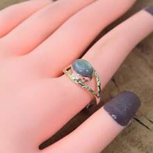 925 Sterling Silver And Brass Onyx Gemstone Jewelry Ring ~ December Month Birthstone ~ Natural Crystal Gemstone Ring ~ Gift For Valentine Day - Labradorit - Xem 2