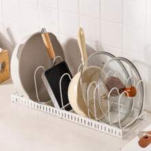 1 pièce Étagère de rangement et d'égouttage de cuisine style japonais simple, pour couvercles de casseroles, planches à découper et poêles