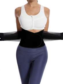 1pc Women Waist Trimmer Belt, Adjustable Waist Trainer Body Shaper For Exercise, Slimming Waist Band - Black - View 13