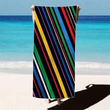 1pc Colorful Printed Beach Towel, 100% Polyester, Lightweight, Quick Dry, Absorbent, Modern Style, Rectangular Shape, Hand/Machine Washable, Suitable For Yoga, Travel, Swimming, Beach, Fitness, Camping, Bathroom, Valentine's Day, Birthday Gift Beach Essentials - Multicolor - View 17