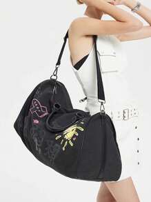 Women's Light Weight Fashion Large Capacity Tote Bag, Commuter Gym Bag, Travel Handbag For Men And Women - Black - View 2