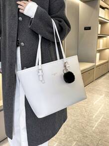 Simple Solid Color Large Capacity Handbag Tote Bag