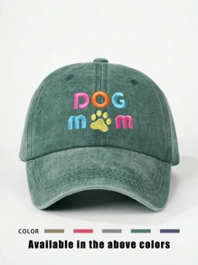 1pc Embroidered "DOG MOM" Washed Baseball Cap, Adjustable Outdoor Sun Hat For Spring, Autumn, Travel, Beach, Suitable For Y2K Youth Style - Baseball Cap - View 9