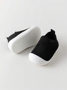 1 Pair Solid Color Design Baby Toddler Shoes, Suitable For Babies Aged 0-3 Years Old, Spring/Summer - Black - View 5