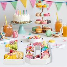 1pc 0-9 Numeric Shaped Reusable Dessert Display Plate, 26 Alphabet A-Z Shaped Tray, Suitable For Filling With Sweets, Cakes, Chocolates, Fruits, Ideal For Graduation Ceremony, Birthday Party, Bachelor Party, Wedding Anniversary, Various Holiday Table Decor