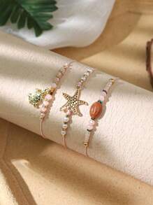 3 chiếc vòng tay theo chủ đề đại dương theo phong cách Bohemian có vỏ sò, sao biển, rùa biển, ốc xà cừ, cá heo, trái tim, pha lê hình con mắt, thích hợp cho phụ nữ đeo trong các dịp thường ngày, đi nghỉ, du lịch và tiệc tùng - Nhiều màu - Xem 8