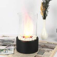 1 件舒适便携式不锈钢室内壁炉 - 带圆形玻璃棒加热器炉氛围灯，营造温暖氛围和放松 - 紧凑、节能、适合家庭或办公室使用，圣诞装饰灯 - 彩色 - 查看 5