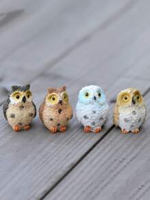 1/2/4pcs Resin Mini Owls, Miniature Figurines, Fairy Garden Accessories, Supplies, Animals For Garden, Micro Landscape, Plant Pots, Bonsai Craft Decor
