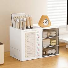 1 个桌面整理盒，学生自律追踪器，学生书桌笔筒，办公桌收纳抽屉