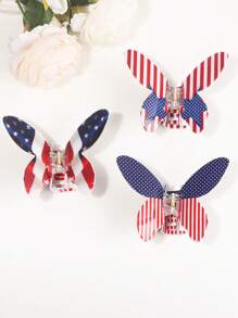 1 PIEZA Clip de pelo de 10 CM con bandera estadounidense impresa por ambos lados en PVC en forma de mariposa
