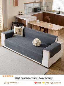 1pc Waterproof Corduroy Jacquard 4-Season Sofa Cushion Cover, Simplistic Modern Style Pet-Friendly Anti-Scratch Anti-Slip Sofa Slipcover, Suitable For 1/2/3/4-Seat Sofa In Living Room (Armrest Sold Separately)