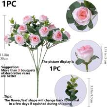1/3/5pcs Romantic Artificial Flowers Centerpieces Plastic Flowers Tea Roses Bouquet Fake Plants Eucalyptus Leaves For Wedding Room Home Hotel Party Event New Years Gifts Handheld Flower Arrangement For Valentine's Day Wedding/Home/Bedroom/Living Room/Table Decoration/Bride's Bouquet/Outdoor Garden Birthday Graduation