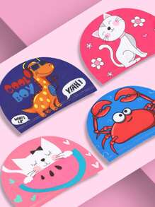 1 buah Topi Renang Kartun, Unisex untuk Anak Laki-laki dan Perempuan, Anti-Selip dan Nyaman Melindungi Telinga, Topi Kain Bergambar Kartun Lucu, Hari Pertama Sekolah - MultiWarna - View 3