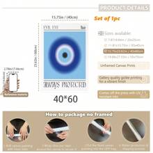 1 pieza, Cuadro colgante de lienzo, Enmarcado, Póster, Arte de pared, Póster de arte de pared abstracto de ojo malvado - Decoración de hogar azul moderna Pintura de lienzo para sala de estar, dormitorio, baño, oficina en casa, salón de clases - Decoración artística, Regalo de estilo clásico para cumpleaños y graduación - Multicolor - Ver 15