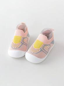 1 双时尚中性婴儿鞋，婴儿网眼透气步行鞋适合春夏季，新款婴儿学步鞋 - 粉色 - 查看 5