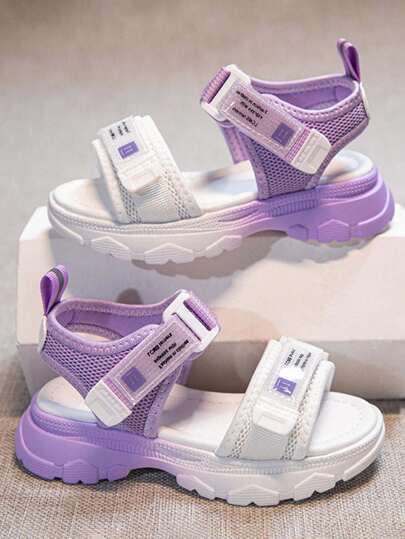 1 Pair Girls Summer Fashion Sports Beach Sandals, Soft Comfortable Lightweight Non-Slip Hook And Loop, Suitable For Daily Beach, Party, Birthday And Outdoor Activities