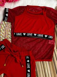 Toddler Girl Two-piece Outfits - 紅色 - 查看 7