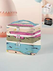 1pc Colorful Pattern, Heart Bow, Lip Graphic Print 3-Layer Makeup Bag, Portable Travel Toiletry Bag, Travel Pouch, Cosmetic Storage Box, Suitable For Beach, Swimming Pool, Swimwear, Travel Storage Bag, Cosmetic Bag, Large Capacity Toiletry Bag, For Small Items, Gifts, Holidays And Festivals, Multifunctional Toiletry Organizer Bag, School Makeup Bag, Back To School Supplies, Cosmetic Toiletry Storage, School Supplies, Storage Bag, Dorm Essentials - Multicolor - View 2