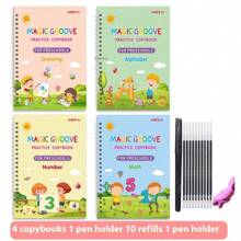 New Handwriting Workbook + 10 Refill Pens, English, French, German, Arabic, Spanish Magic Disappearing Calligraphy Practice Pad