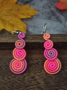 Pendientes colgantes de estilo retro con espiral arcoíris colorido, joyas de moda, accesorios elegantes clásicos para mujer, regalo ideal para aniversario, cumpleaños, San Valentín