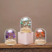 1pc Natural Quartz Crystal Chips Specimen, Feng Shui Crystal Money Tree Decor In Glass Bottle, Desktop Home Accessory - Strawberry-quartz - View 3