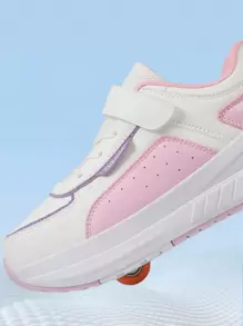 Removable 4 Wheel Roller Skates For Teens & Women, Lightweight Suitable For Running, Skating, Unisex Walking And Ice Skating Shoes With 4 Rollers, Suitable For All Seasons - Pink - View 9