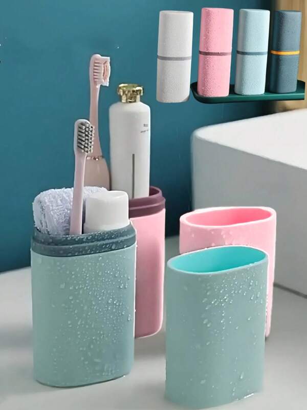 Przenośne etui na szczoteczkę do zębów, uchwyt na szczoteczkę do zębów, plastikowe pudełko do przechowywania szczoteczek do zębów, nowoczesny, prosty, wodoodporny kubek do płukania ust z pokrywką, pudełko na szczoteczkę i pastę do zębów, akcesoria podróżne, zestawy podróżne dla kobiet, niezbędne rzeczy w podróży, niezbędne akcesoria podróżne, plecak podróżny, pojemniki podróżne, zestaw podróżny, artykuły łazienkowe, wystrój łazienki, wystrój jesienny, powrót do szkoły