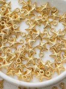 100 件金色海星吊坠、亚克力隔珠，适用于 DIY 项链和手链首饰制作、创意钥匙扣装饰珠