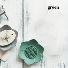 Lotus Shape Silicone Soap Dish With Drainage Hole, Scented Soap Tray Suitable For Shower And Bathroom, Battery-Free