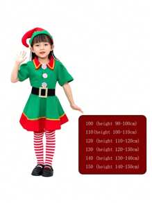 新款绿色圣诞老人服装，儿童节日盛装/家庭嘉年华和新年派对服装 - Girl - 查看 12