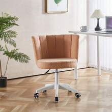 Silla de escritorio giratoria, sillón moderno de ocio con ruedas, tapizado cómodo y esponjoso, silla de maquillaje de altura ajustable para adolescentes, mujeres y niñas, elegante oficina en casa