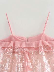 ZEVITY 女式亮片拼布吊带背心 - 粉色 - 查看 6