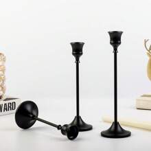 3 pièces Lot de porte-bougies noirs - style conique, vintage, pour cheminée, table, décoration de mariage