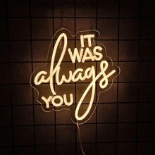 Neon "It Was Always You", dekoracja ślubna z wykorzystaniem świateł neonowych LED, romantyczna atmosfera walentynkowa, zasilanie przez USB, odpowiednie na wesela, zaręczyny, dekoracje rocznicowe, hotele, salony, bary, przyjęcia urodzinowe, wieczory kawalerskie, prezenty świąteczne, zasilanie przez USB, możliwość ponownego użycia, w zestawie akcesoria, łatwe w instalacji.